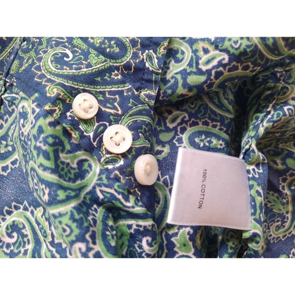 CREMIEUX CLASSICS Men Large Blue Green Paisley Print Long Sleeve Button Shirt - Picture 7 of 9